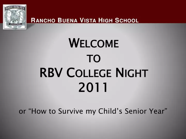 welcome to rbv college night 2011