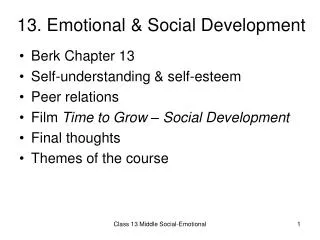 13. Emotional &amp; Social Development