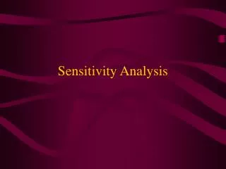 Sensitivity Analysis