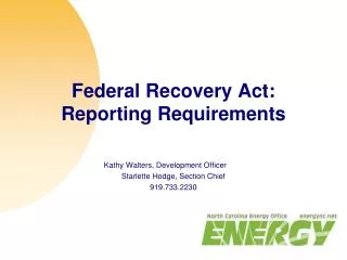 Federal Recovery Act: Reporting Requirements