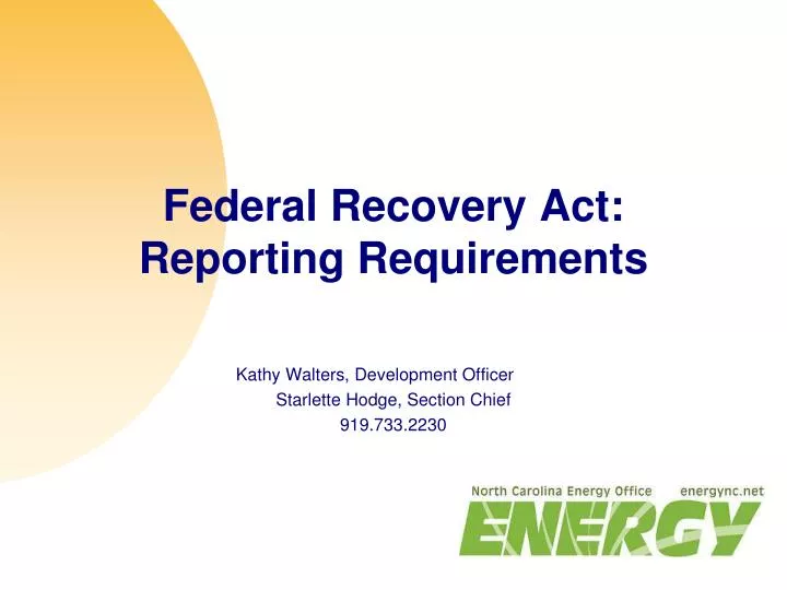 federal recovery act reporting requirements