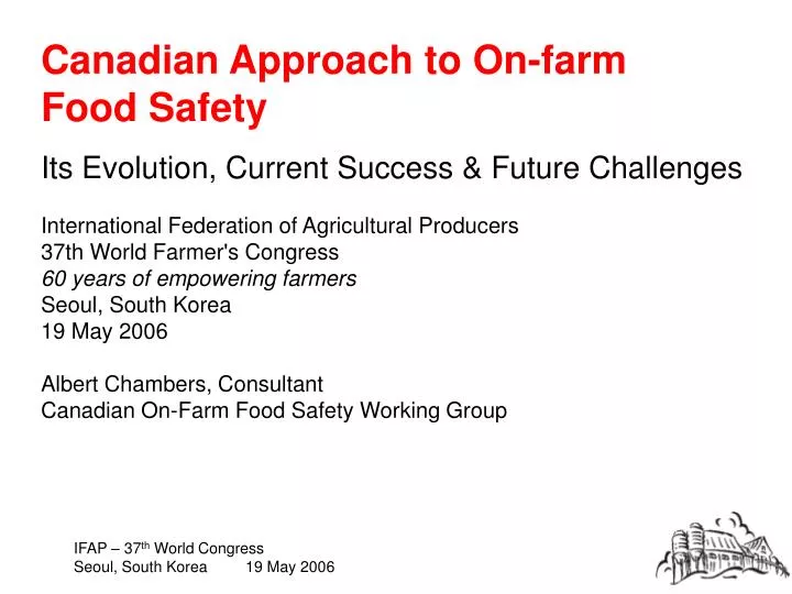 canadian approach to on farm food safety
