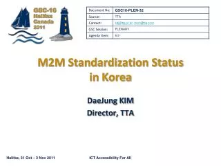 M2M Standardization Status in Korea