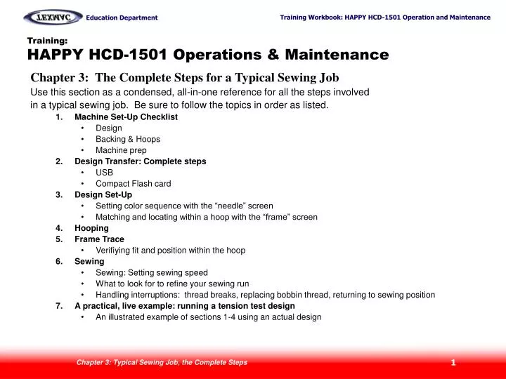 training happy hcd 1501 operations maintenance