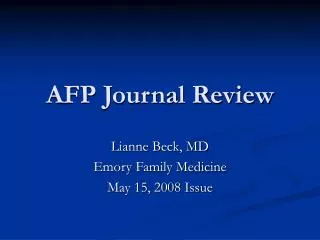AFP Journal Review