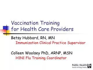 Vaccination Training for Health Care Providers