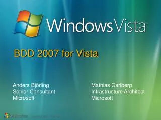 BDD 2007 for Vista