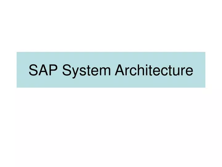 sap system architecture