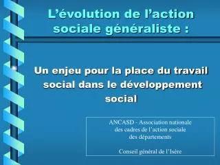 l volution de l action sociale g n raliste