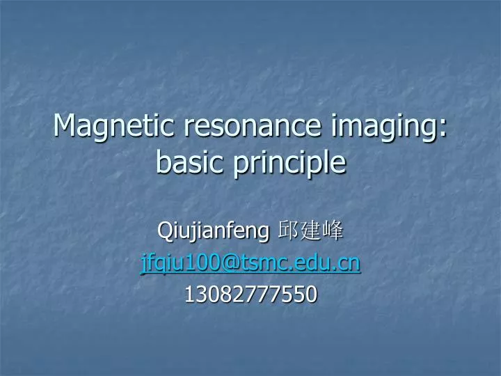 magnetic resonance imaging basic principle