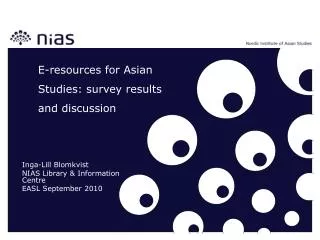 E-resources for Asian Studies: survey results and discussion