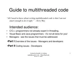 Guide to multithreaded code
