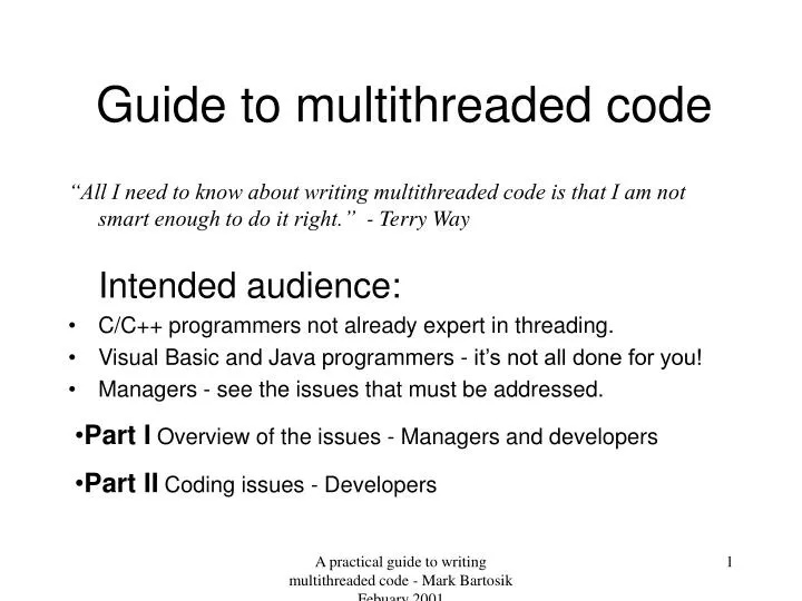 guide to multithreaded code
