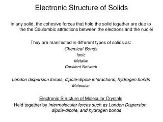 Electronic Structure of Solids