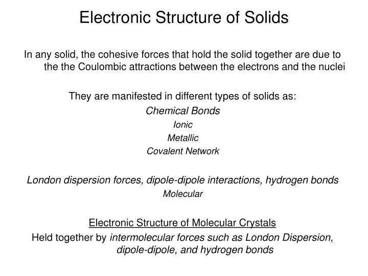 electronic structure of solids