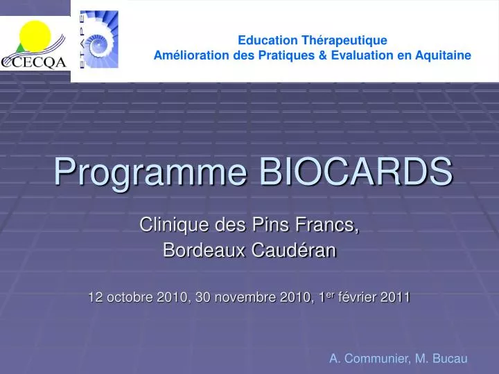 programme biocards