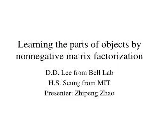 Learning the parts of objects by nonnegative matrix factorization