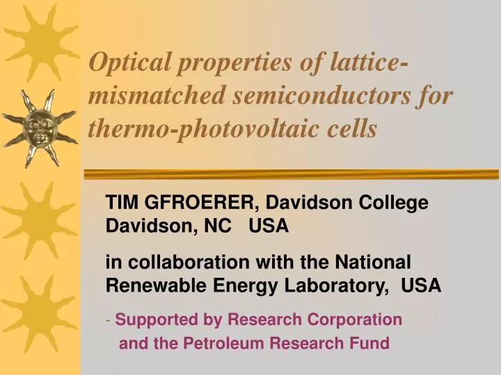 optical properties of lattice mismatched semiconductors for thermo photovoltaic cells