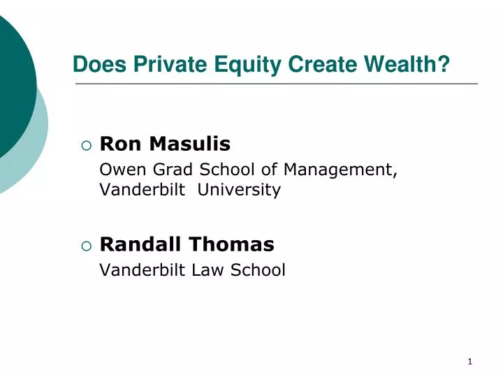 does private equity create wealth