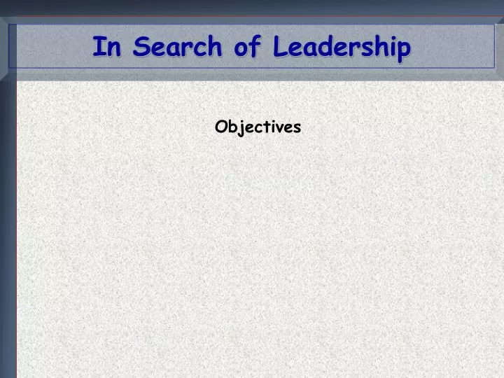 in search of leadership