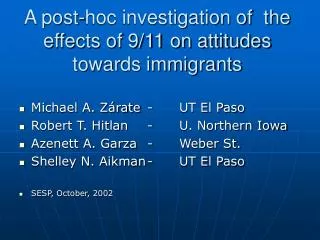 A post-hoc investigation of the effects of 9/11 on attitudes towards immigrants