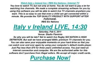 Watch Italy v Ireland live | RBS Six Nations | Internet TV