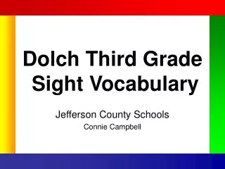 Dolch Third Grade Sight Vocabulary