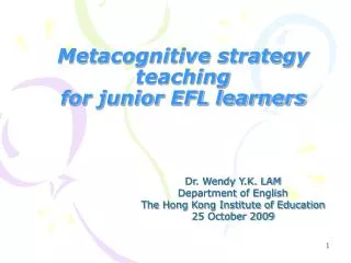Metacognitive strategy teaching for junior EFL learners