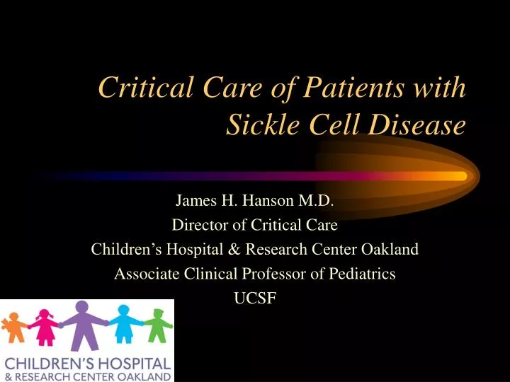 critical care of patients with sickle cell disease
