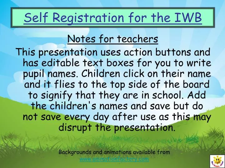 self registration for the iwb