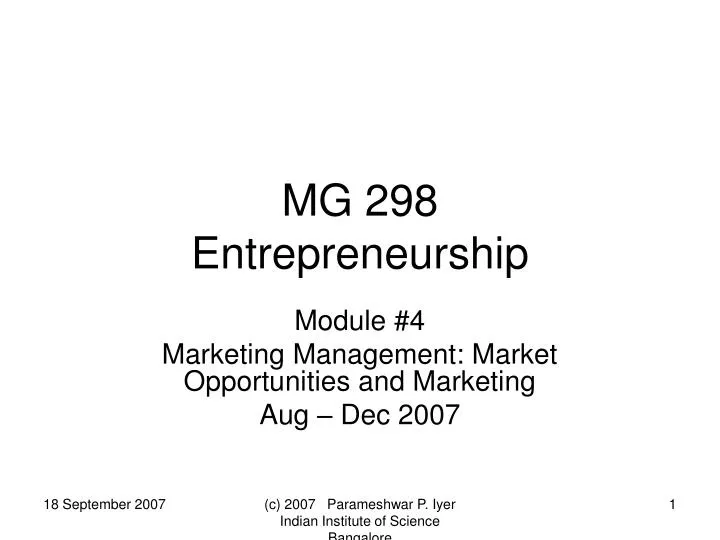 mg 298 entrepreneurship