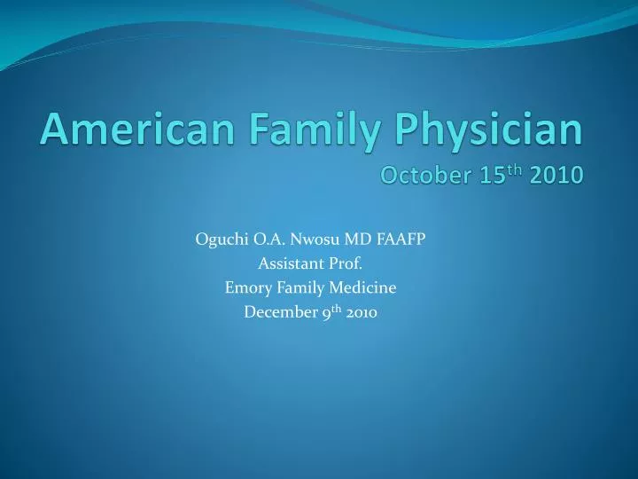 american family physician october 15 th 2010