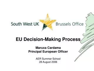 EU Decision-Making Process Maruxa Cardama Principal European Officer AER Summer School 28 August 2006