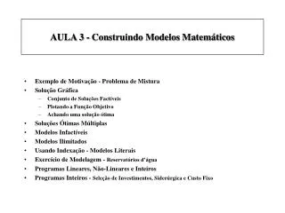 AULA 3 - Construindo Modelos Matemáticos