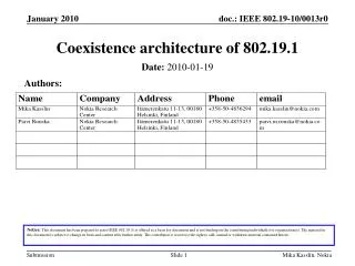 Coexistence architecture of 802.19.1
