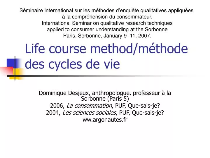 life course method m thode des cycles de vie