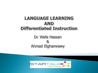 LANGUAGE LEARNING AND Differentiated Instruction