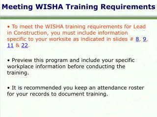 Meeting WISHA Training Requirements