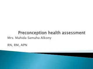 Preconception health assessment