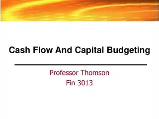 Cash Flow And Capital Budgeting
