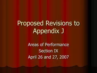 Proposed Revisions to Appendix J