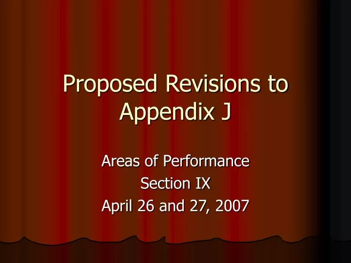 proposed revisions to appendix j