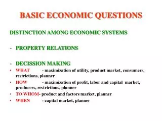 BASIC ECONOMIC QUESTIONS