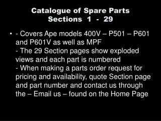 Catalogue of Spare Parts Sections 1 - 29