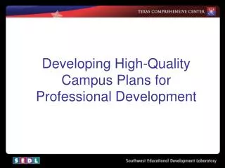 Developing High-Quality Campus Plans for Professional Development