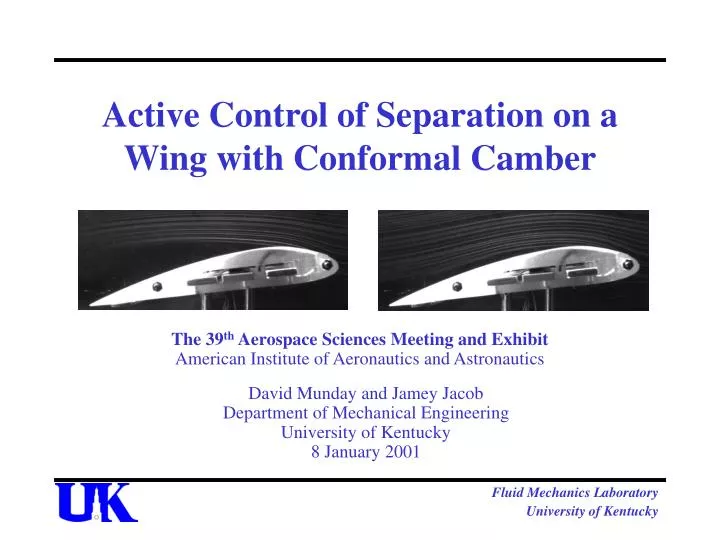 active control of separation on a wing with conformal camber
