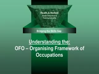 Understanding the: OFO – Organising Framework of Occupations