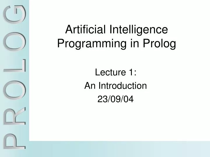 artificial intelligence programming in prolog