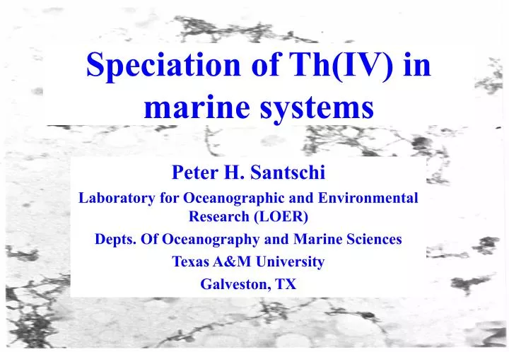 speciation of th iv in marine systems