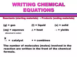 WRITING CHEMICAL EQUATIONS